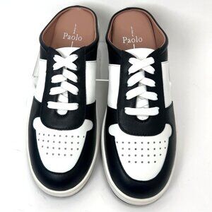 Linea Paolo Kieran Black/Eggshell Lea Sneaker Mules Size 8